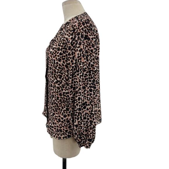 Parker Panther Animal Print Leopard Cheetah Long Sleeve Blouse Size XS - Picture 5 of 14